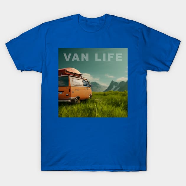 Van Life Camper RV Outdoors in Nature T-Shirt by Grassroots Green